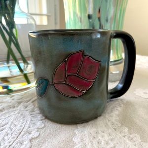 EUC MARA Rose 16 oz HAND MADE SIGNED POTTERY COFFEE MUG FROM MEXICO